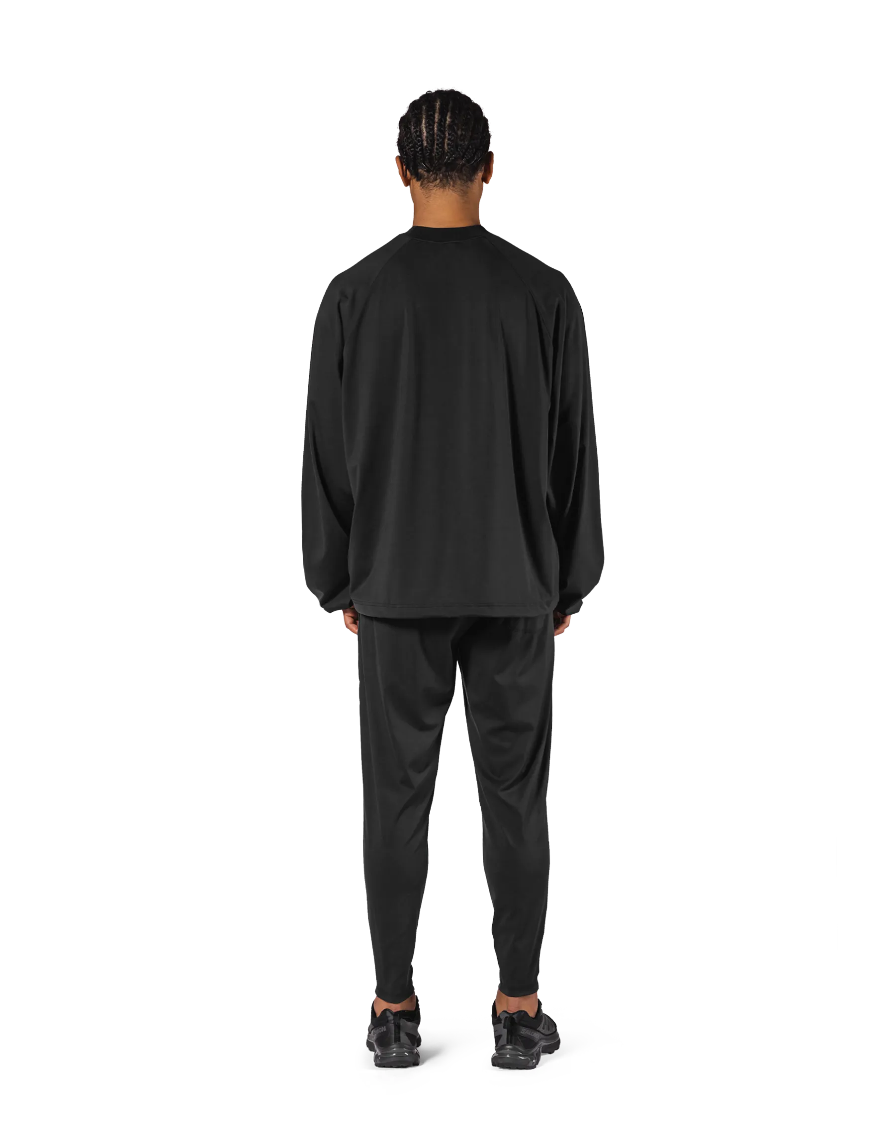 2Way Stretch Relaxed Pullover Tops - Black