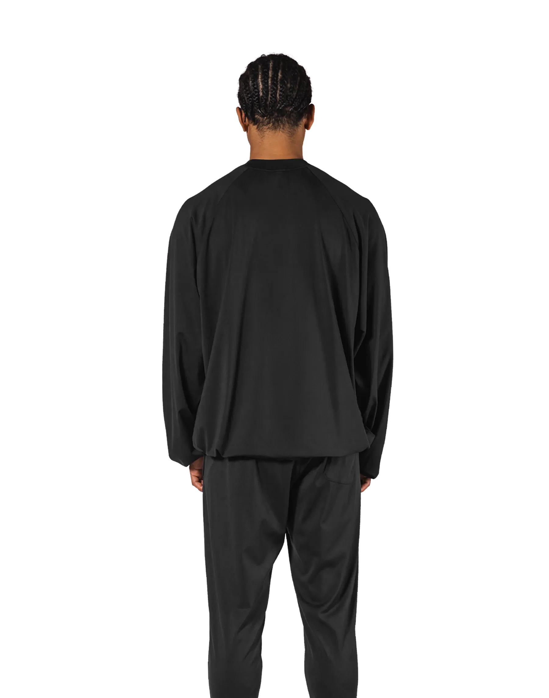 2Way Stretch Relaxed Pullover Tops - Black