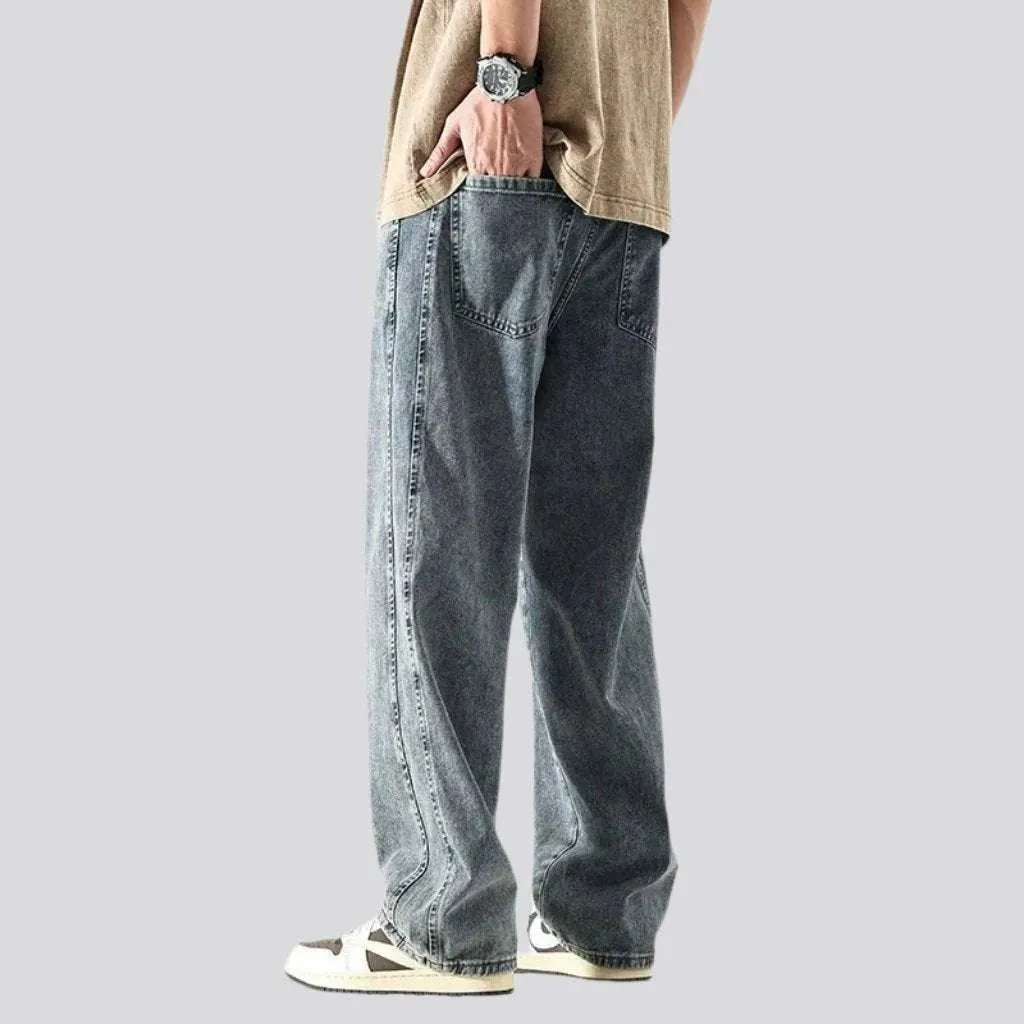 Baggy men's stonewashed jeans