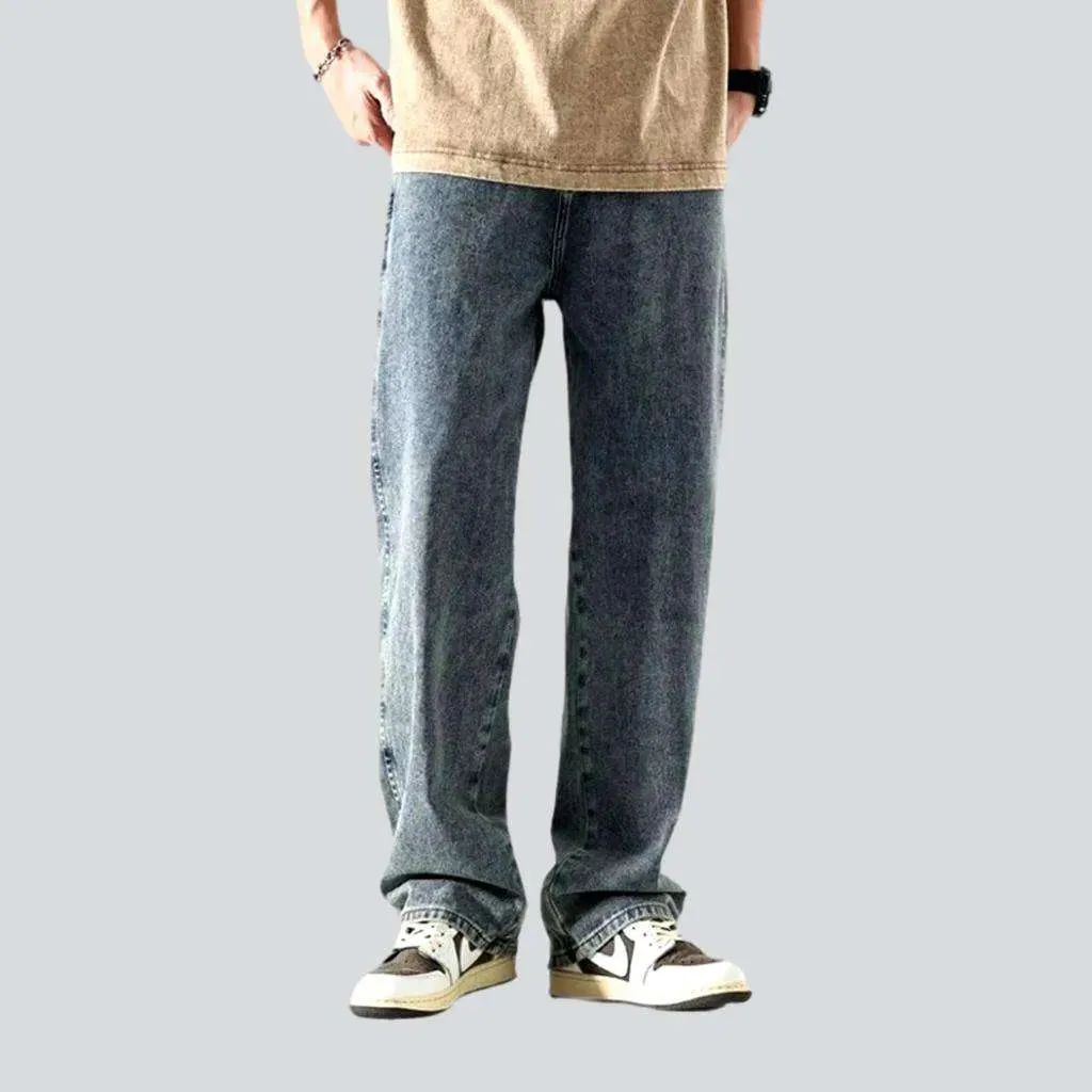 Baggy men's stonewashed jeans