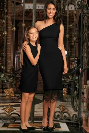 Black Stretchy Trendy Party Must-Have Chic Mommy and Daughter Dresses