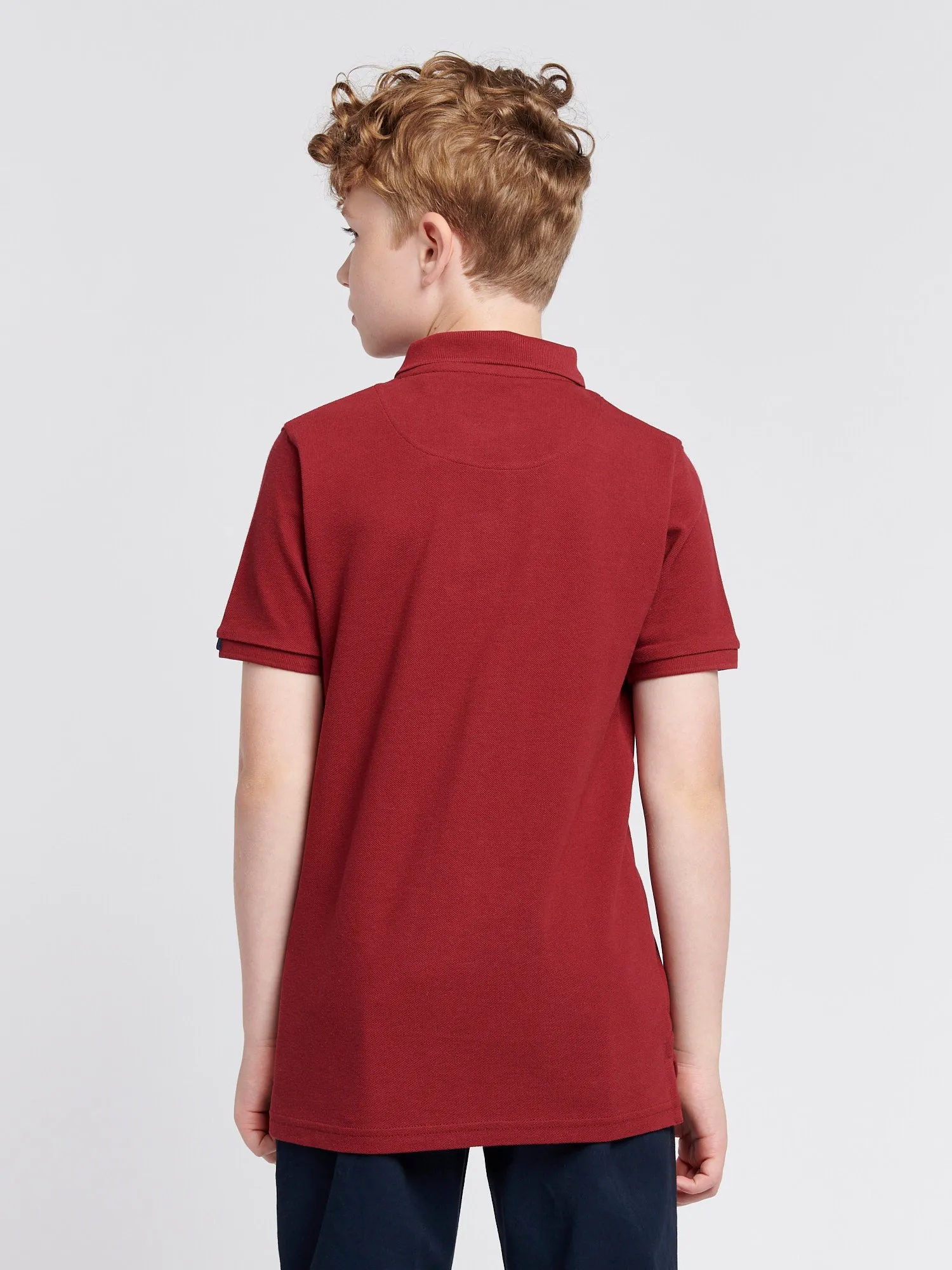 Boys Double Horsemen Polo Shirt in Tibetan Red