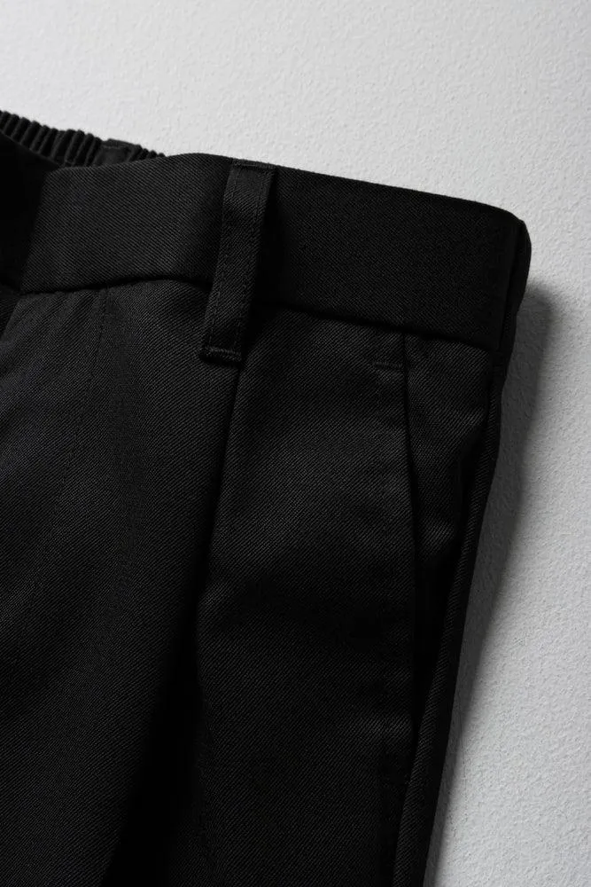 Boys School Turn Up Pants Black