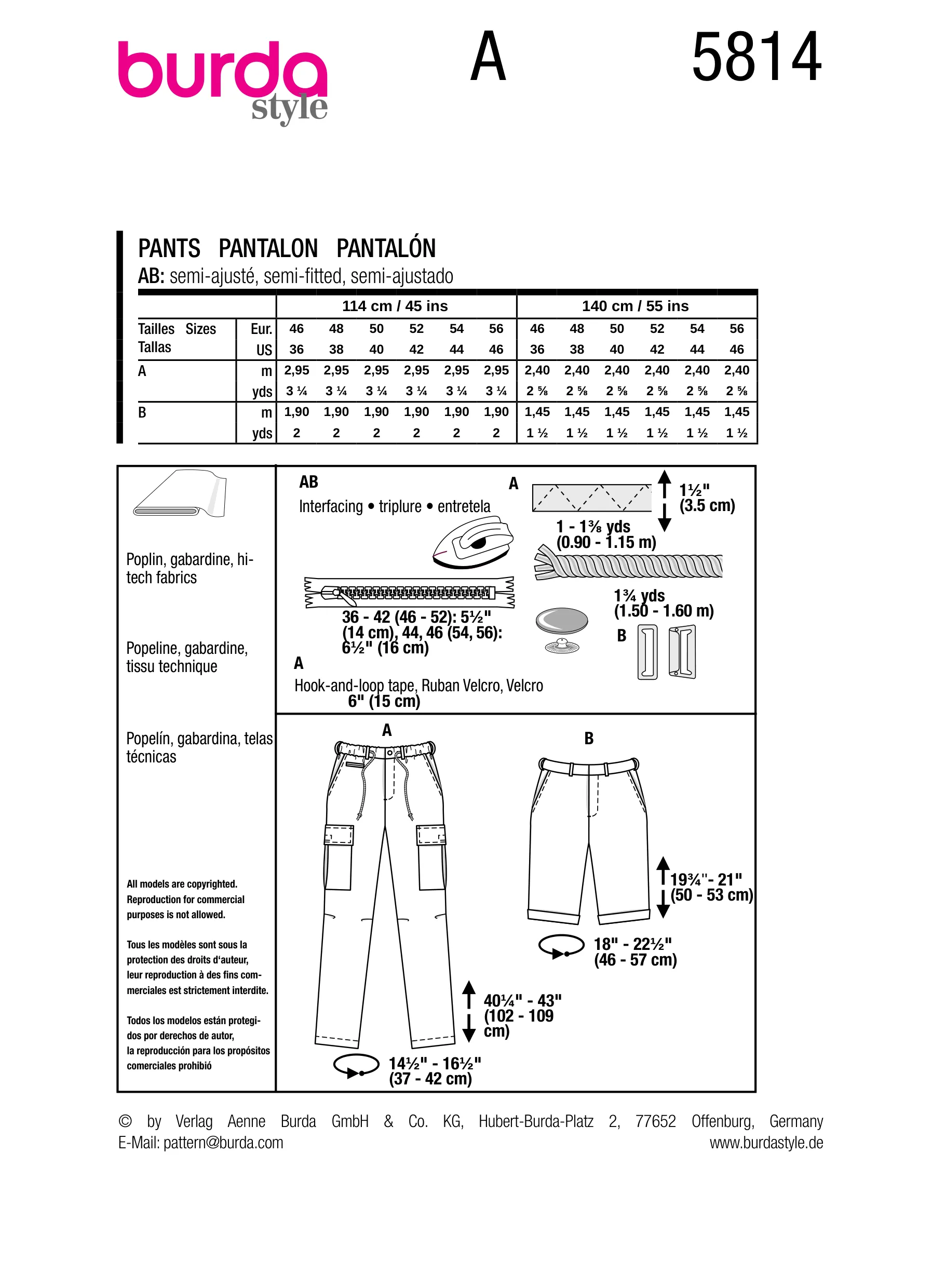 Burda Pattern X05814 Men Boy Skirt Pants