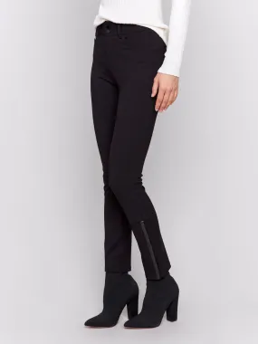 C5561/633B Pants with Pockets & Pleather Details/Noir, Black