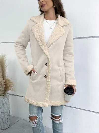 Chic Buttoned Long Coat with Lapel Collar: Fashionable and Cozy Outerwear for Winter