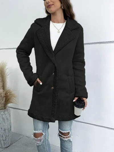 Chic Buttoned Long Coat with Lapel Collar: Fashionable and Cozy Outerwear for Winter