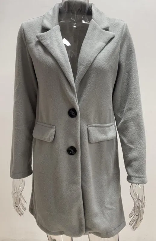 Chic Tweed Overcoat with Convenient Waist Pockets for Ultimate Warmth