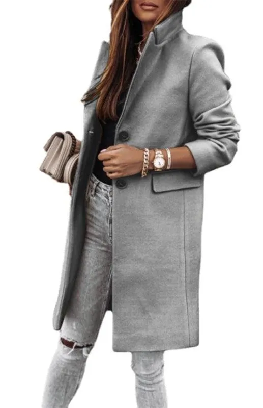 Chic Tweed Overcoat with Convenient Waist Pockets for Ultimate Warmth