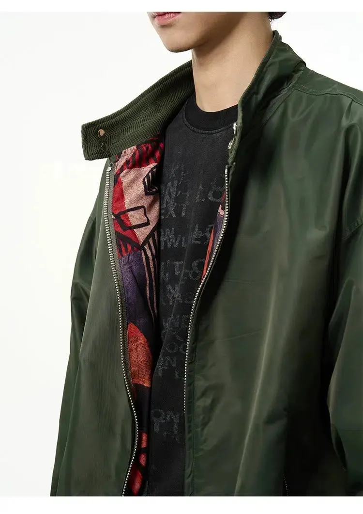 Classic Bomber Jacket with Zip-Up Front