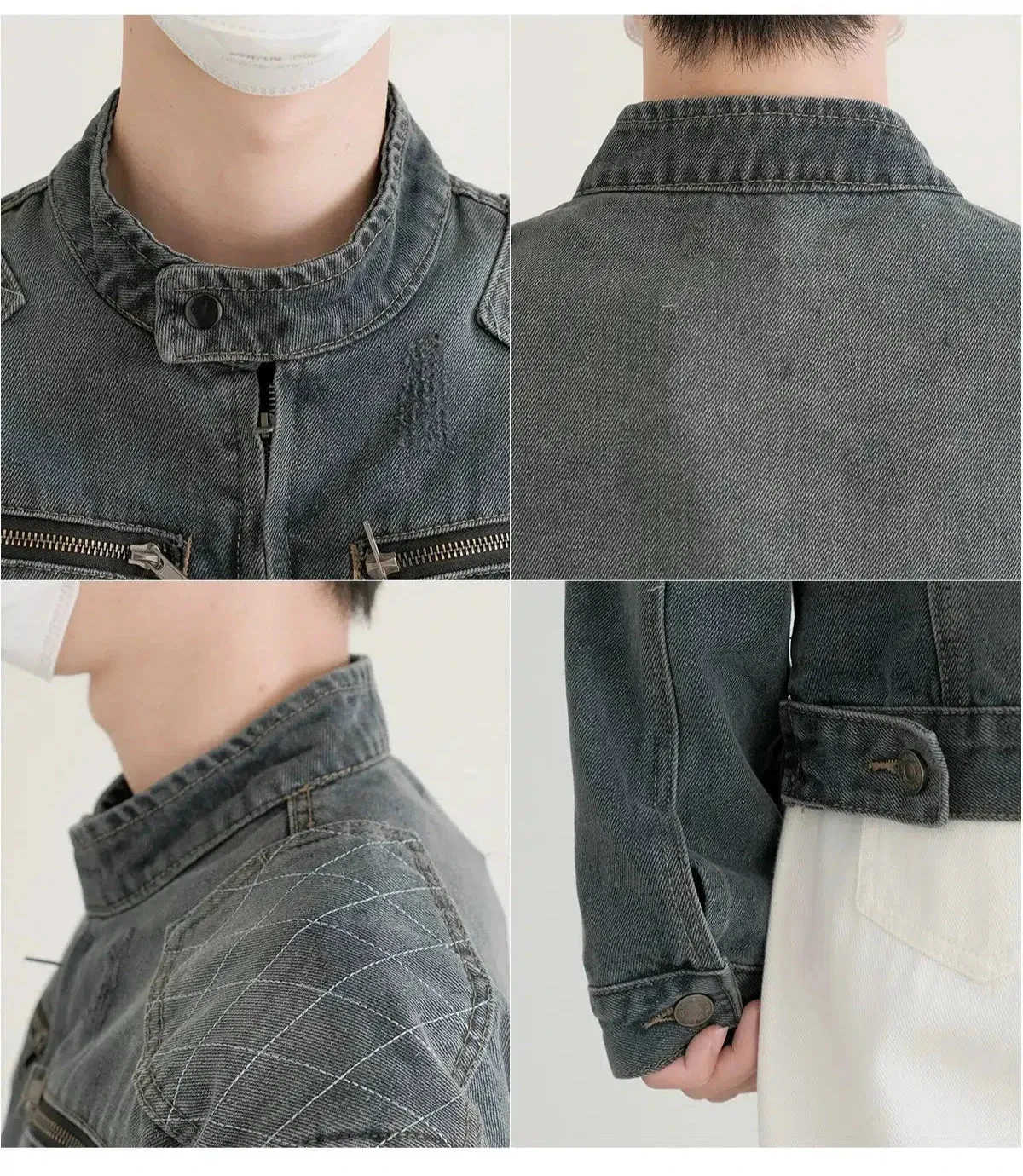 Classic Denim Jacket with Zippered Pockets