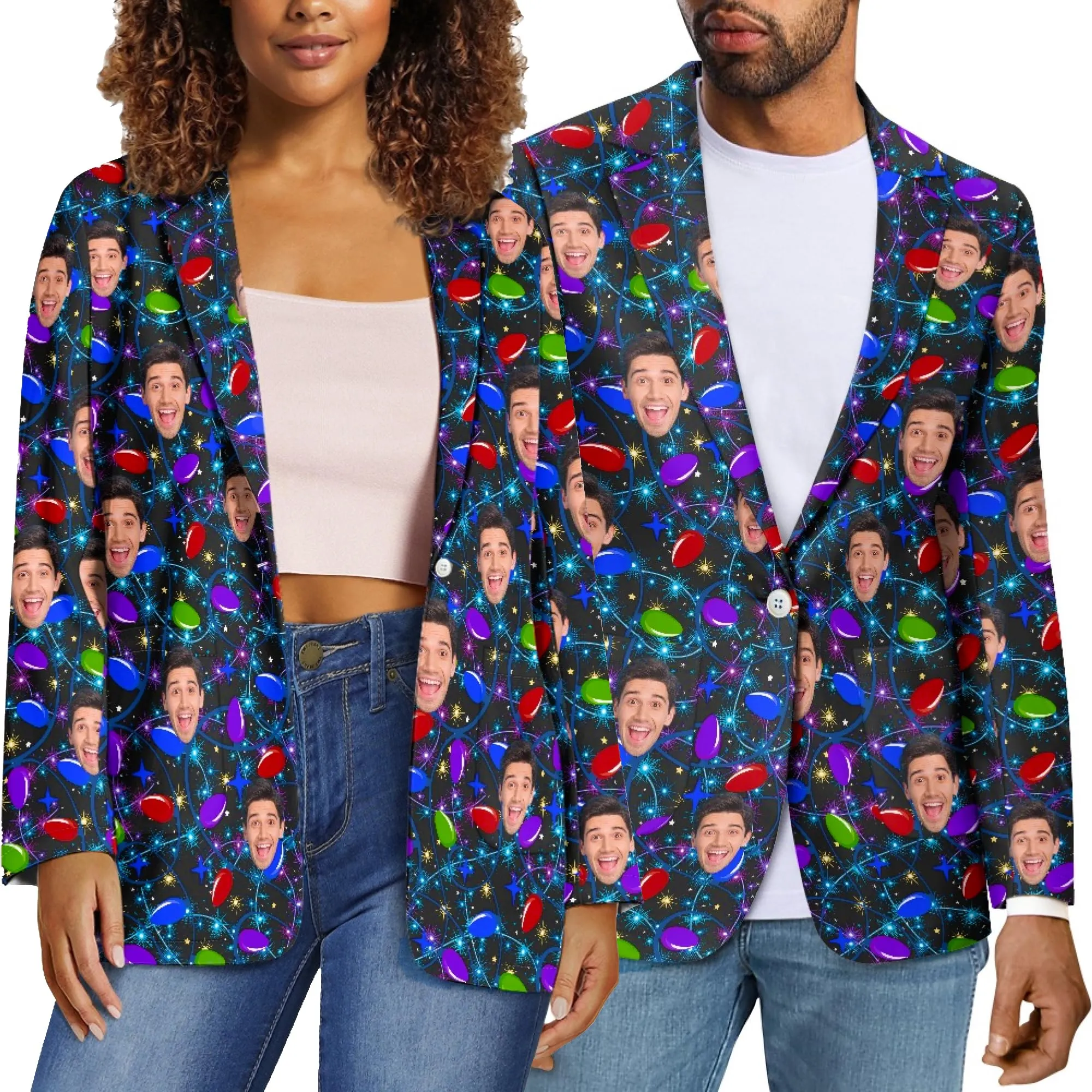 Custom Face Couple Blazers Personalized Jacket Casual Coats For Men Women