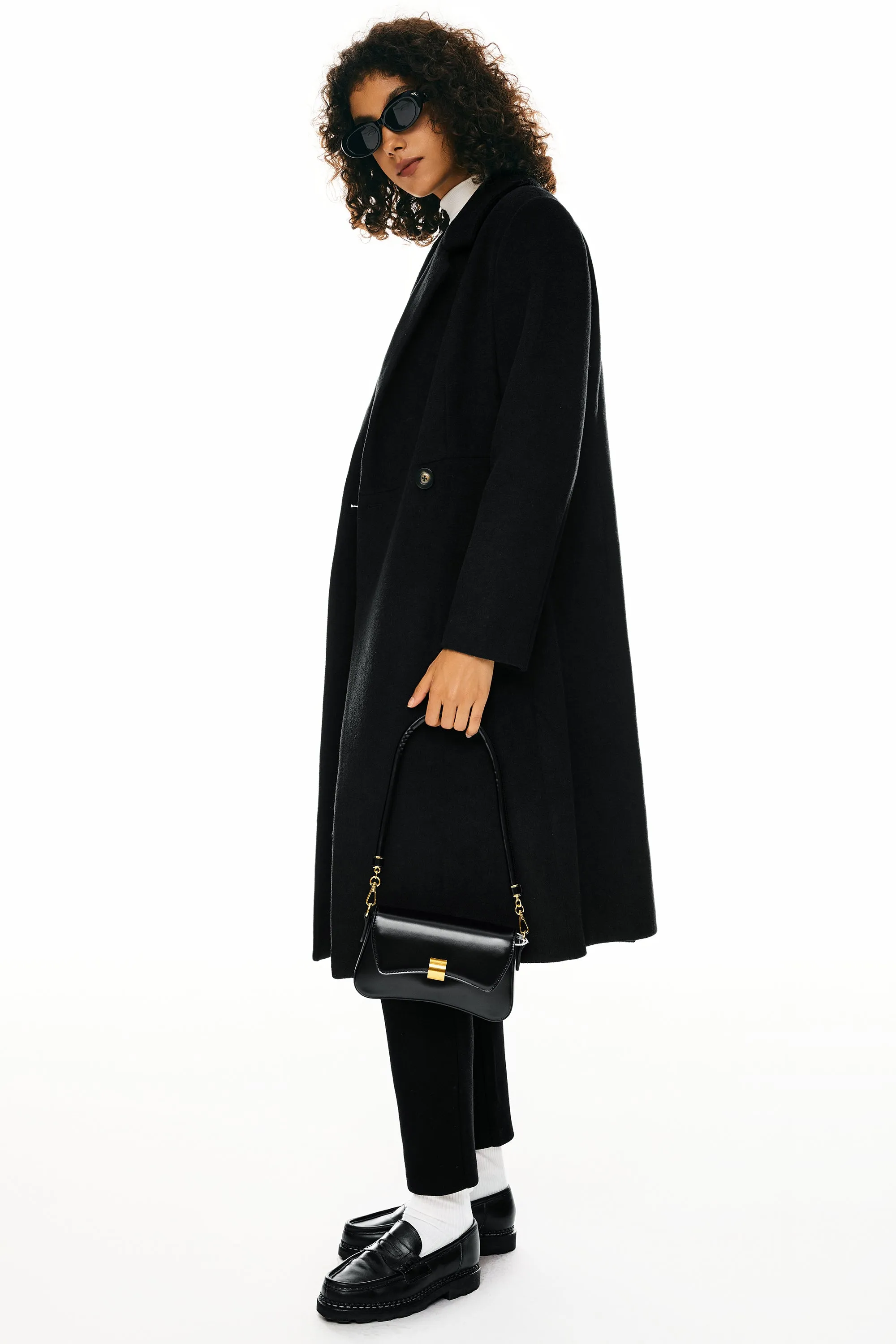 Double Breasted Pea Wool Coat