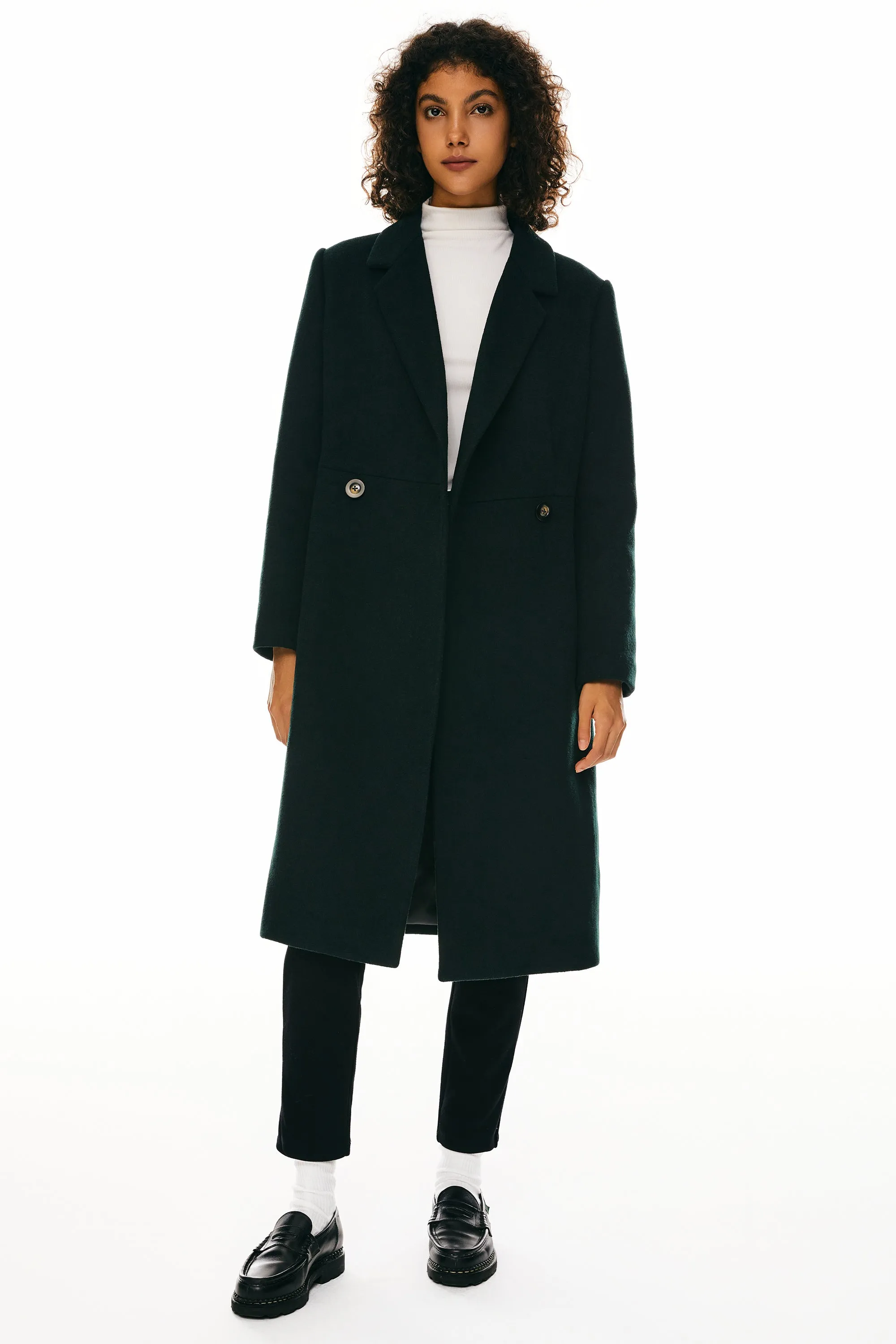 Double Breasted Pea Wool Coat