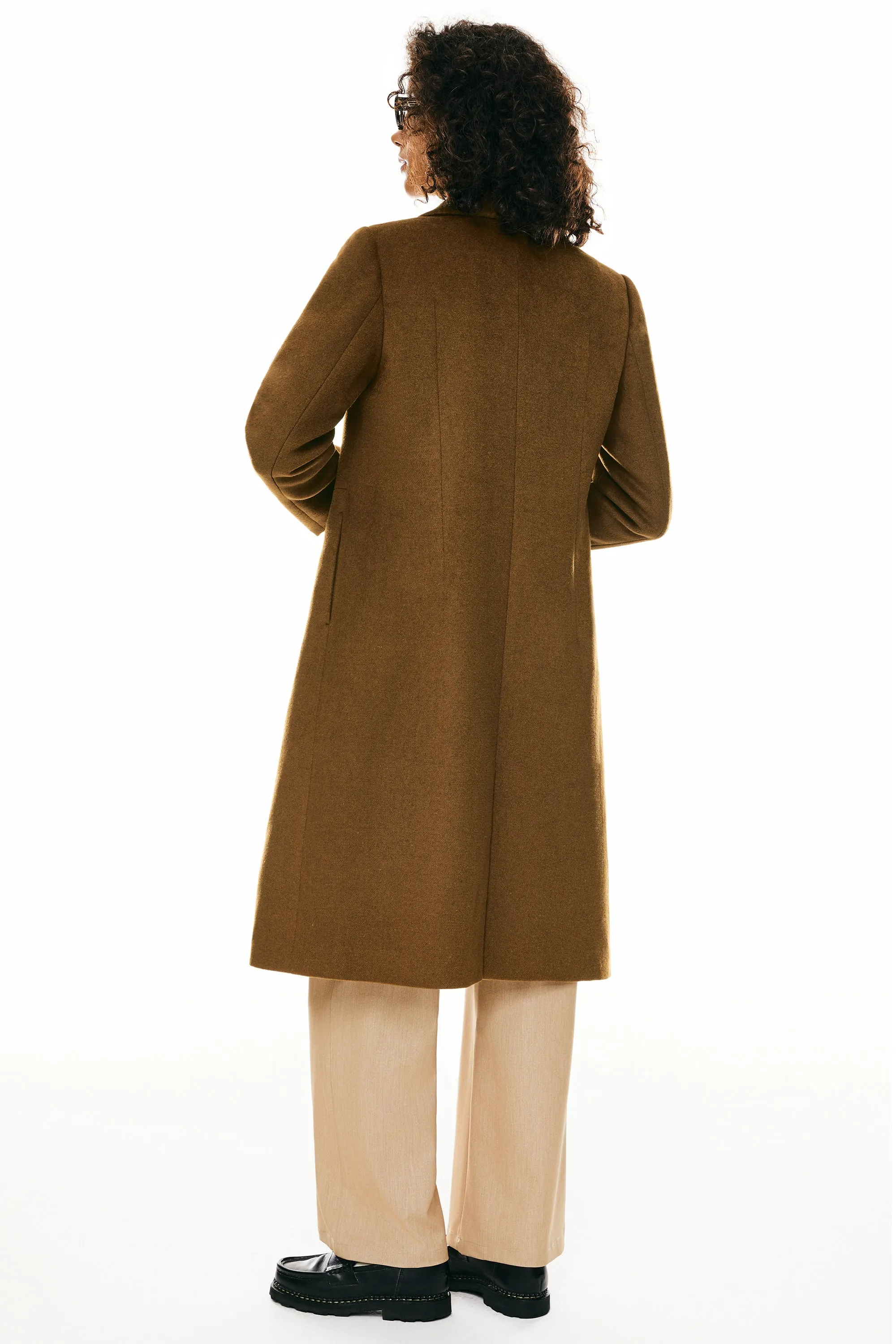 Double Breasted Pea Wool Coat