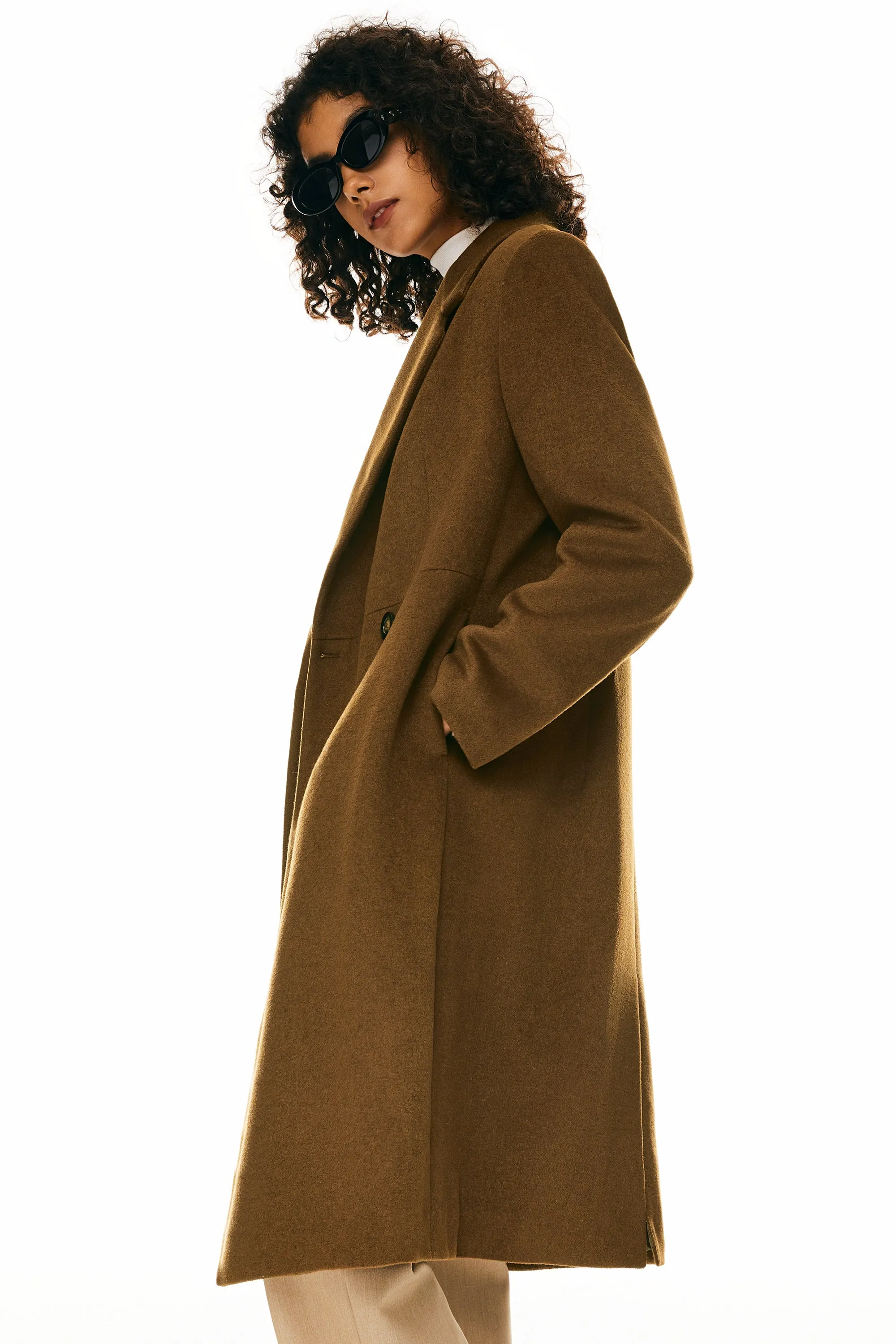 Double Breasted Pea Wool Coat