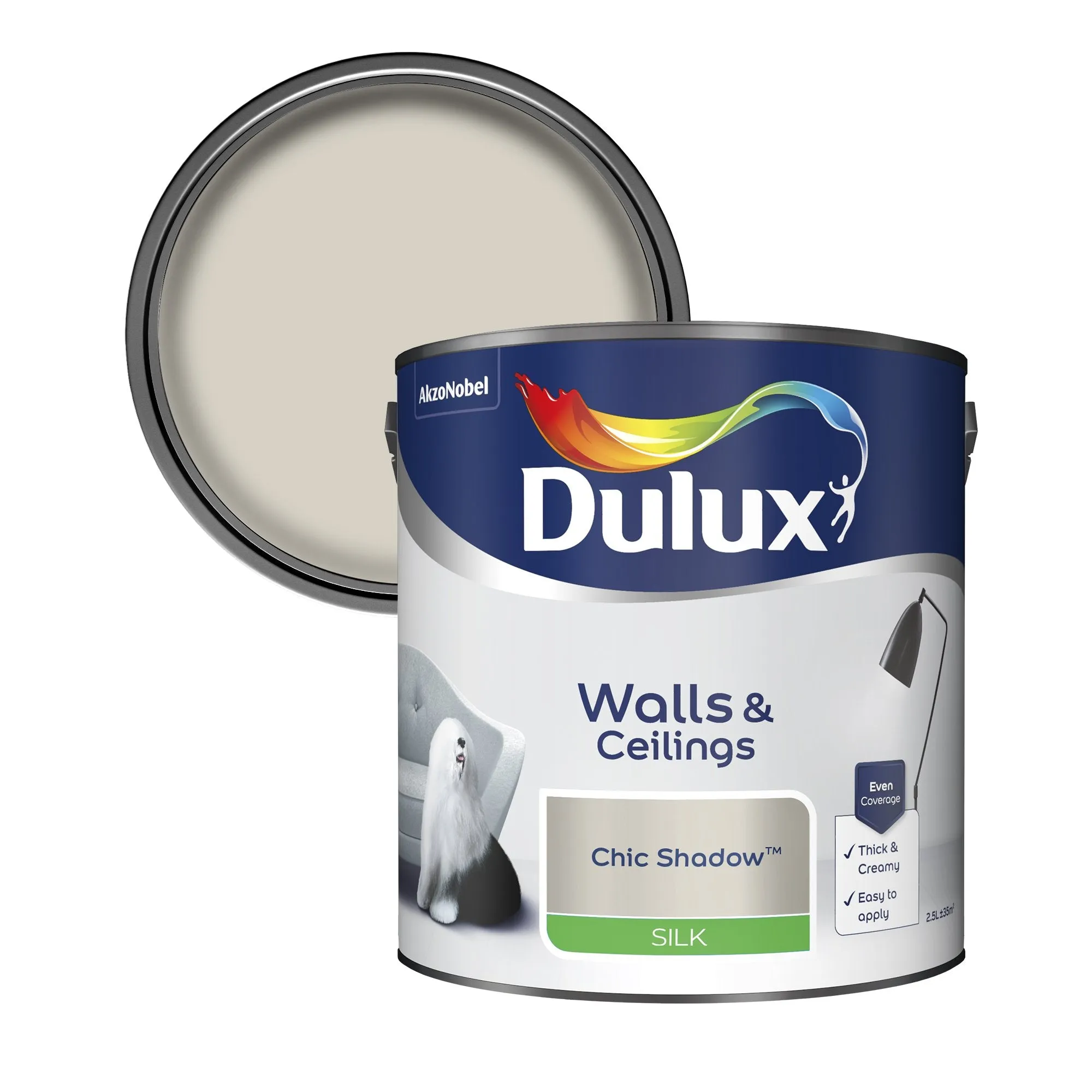 Dulux Silk Emulsion Paint For Walls And Ceilings - Chic Shadow 2.5L