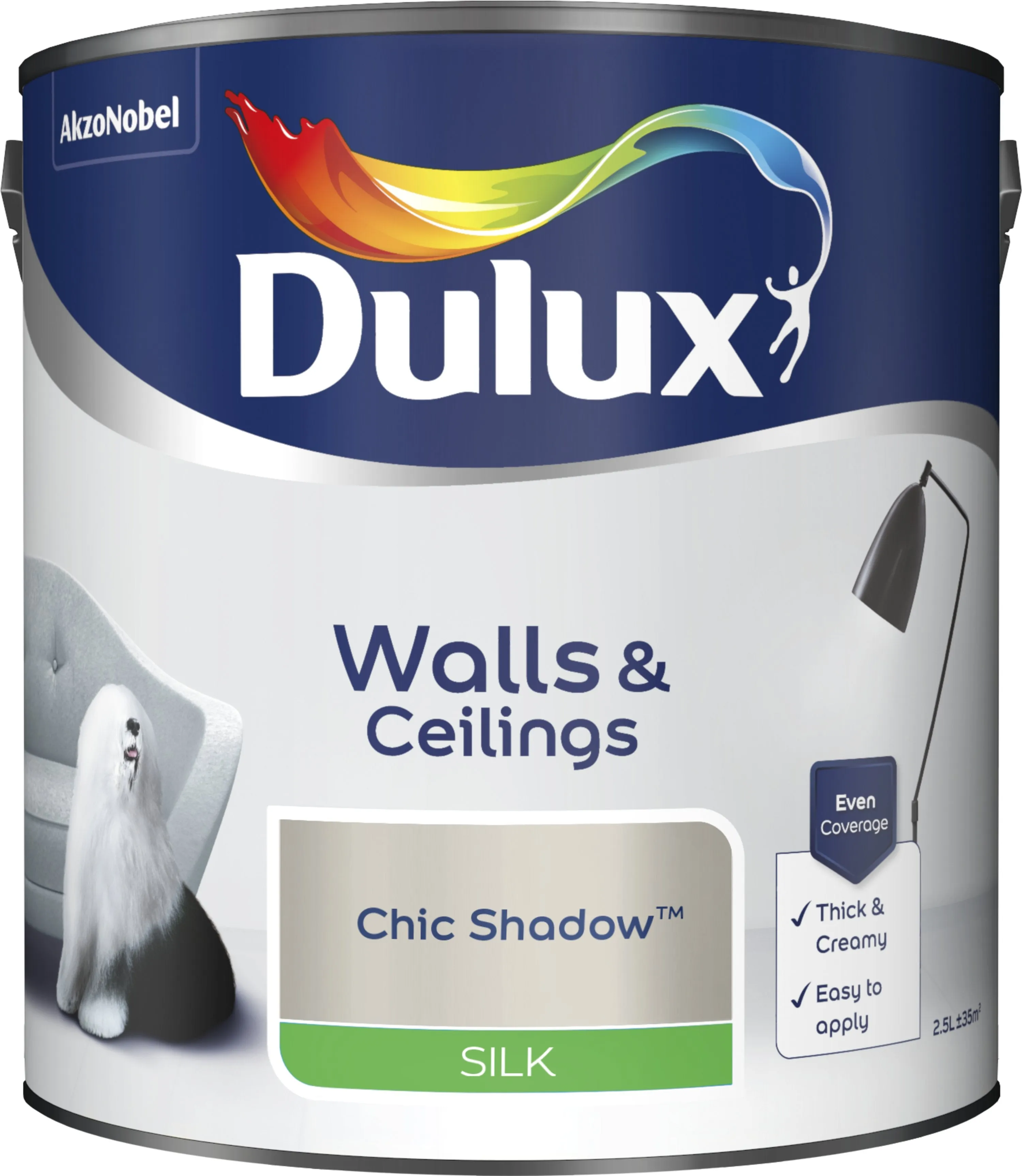 Dulux Silk Emulsion Paint For Walls And Ceilings - Chic Shadow 2.5L