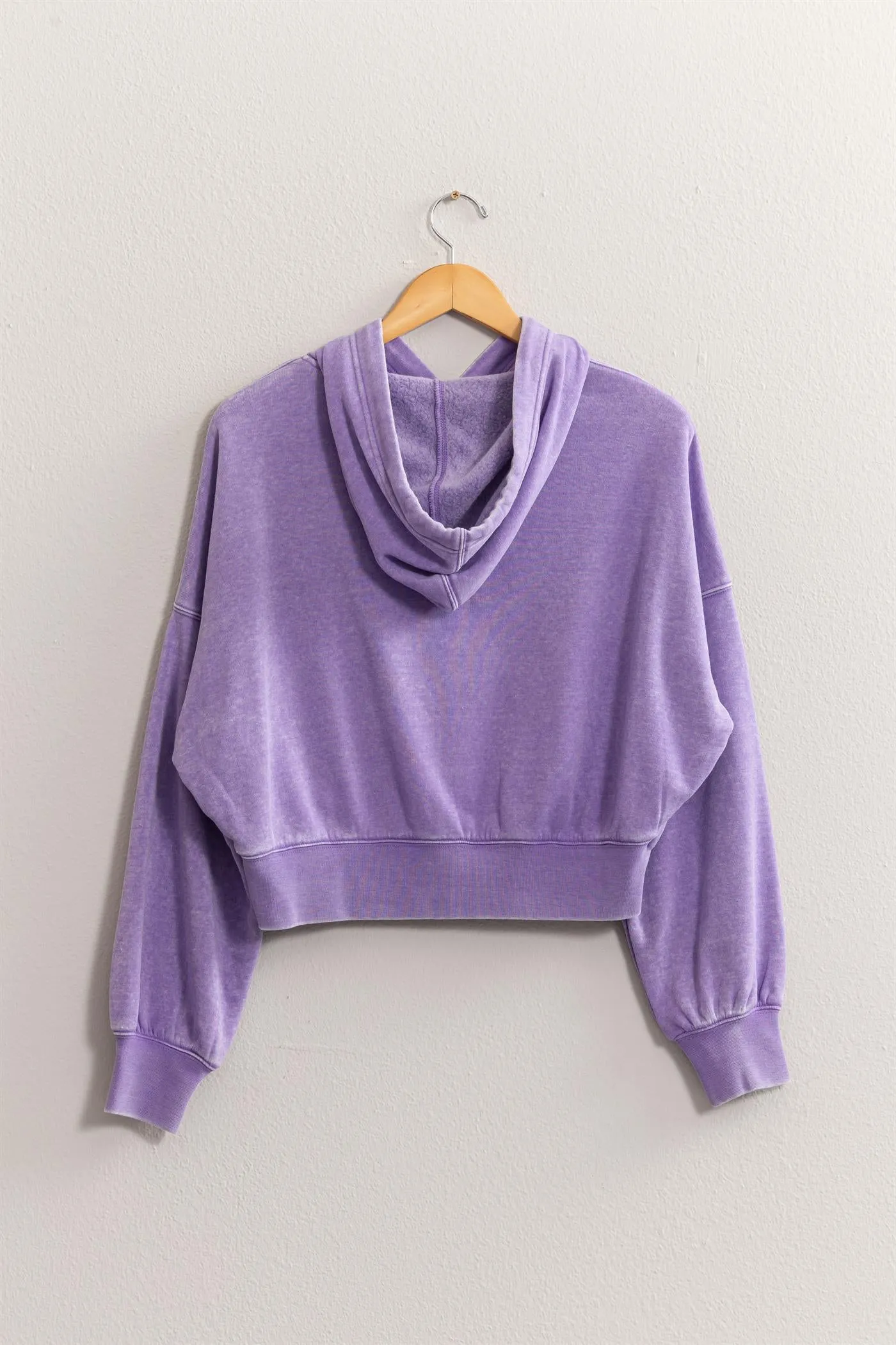 DZ24E105-DROP SHOULDER CROPPED HOODIE