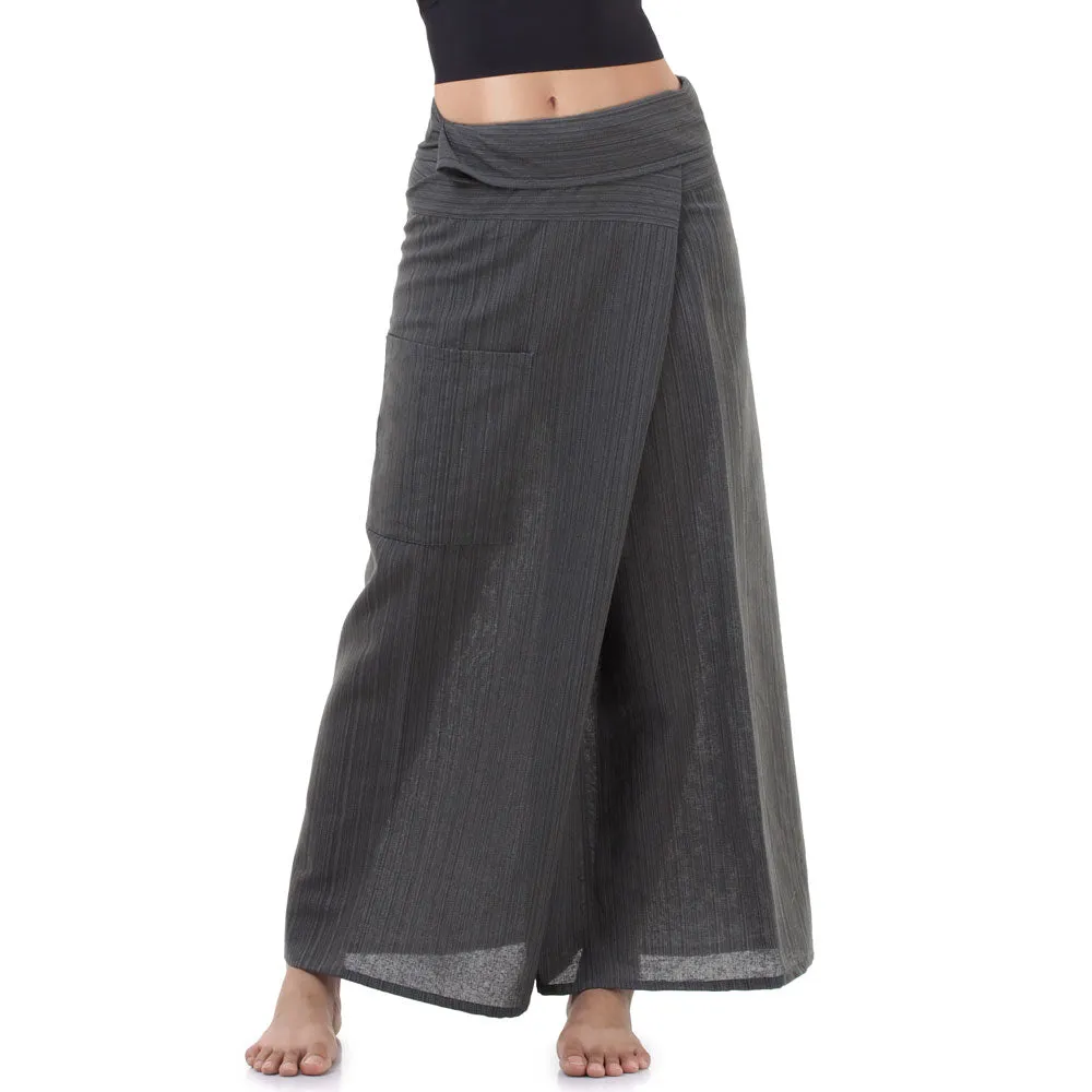 Elephant Gray Women's Pinstripe Thai Fisherman Pants