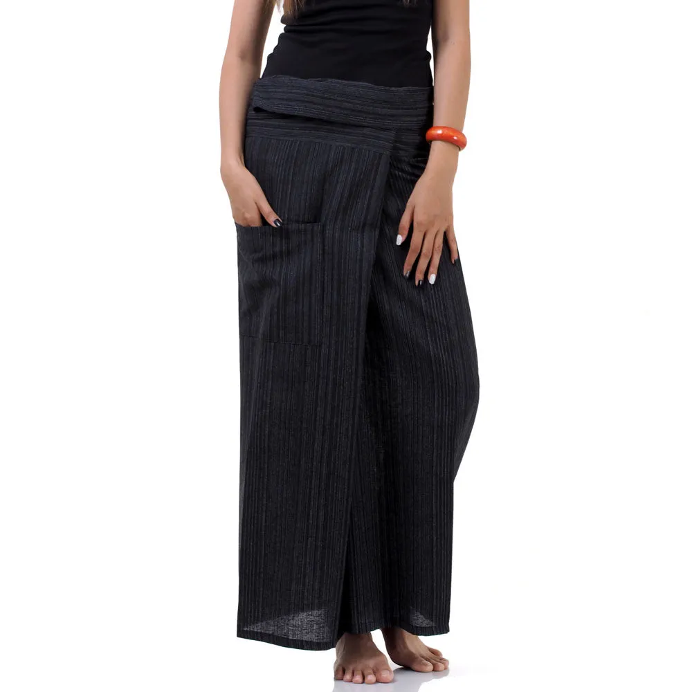 Elephant Gray Women's Pinstripe Thai Fisherman Pants