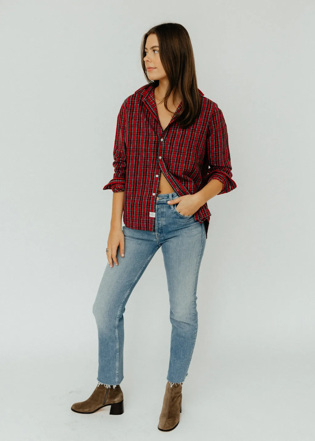 Frank & Eileen 'Eileen' Relaxed Button-Up in Small Red Plaid