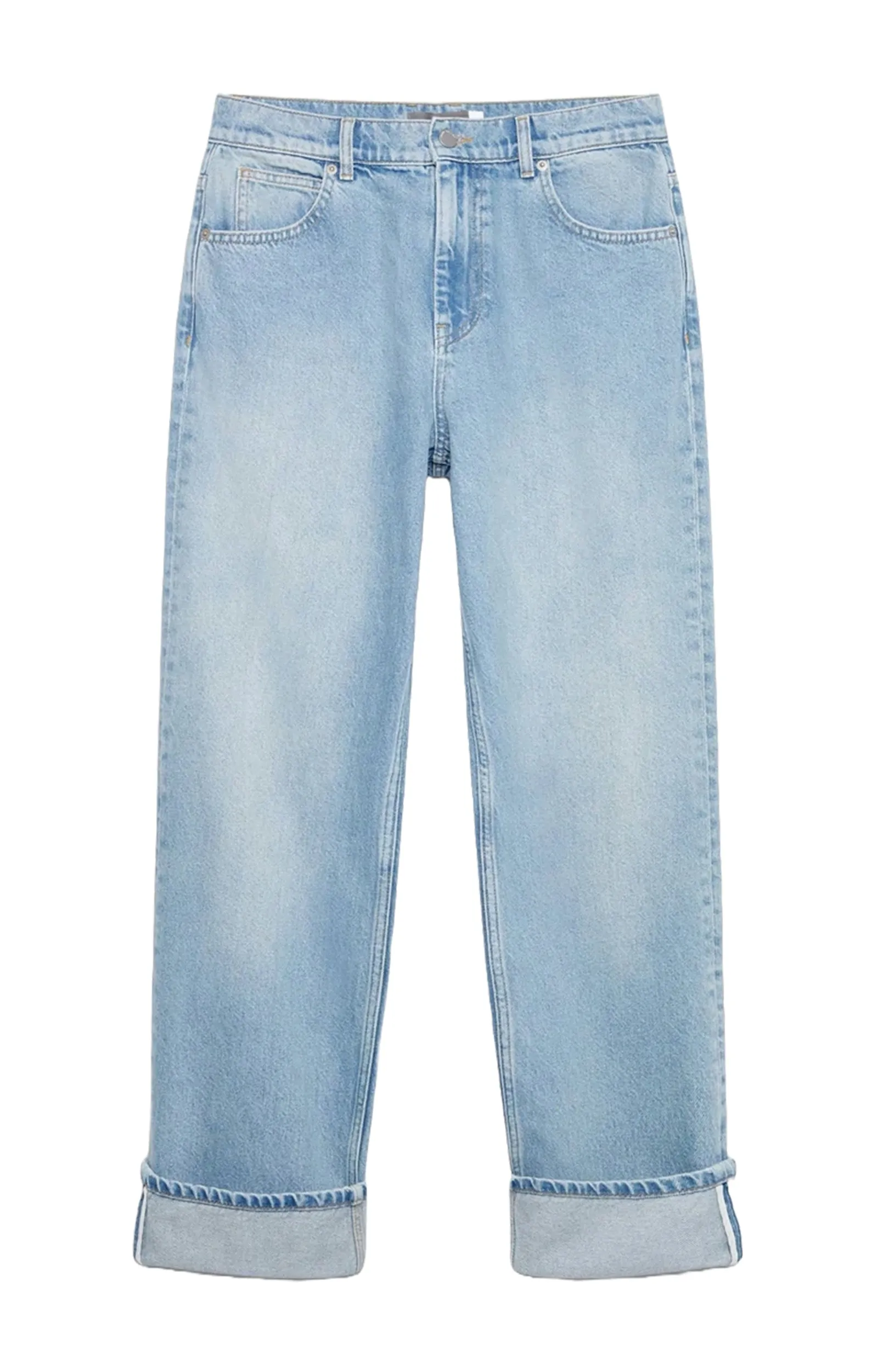 Indigo Turn Up Straight Jeans