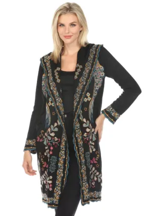 Johnny Was Biya Black Melissa Scalloped Duster Boho Chic B57024