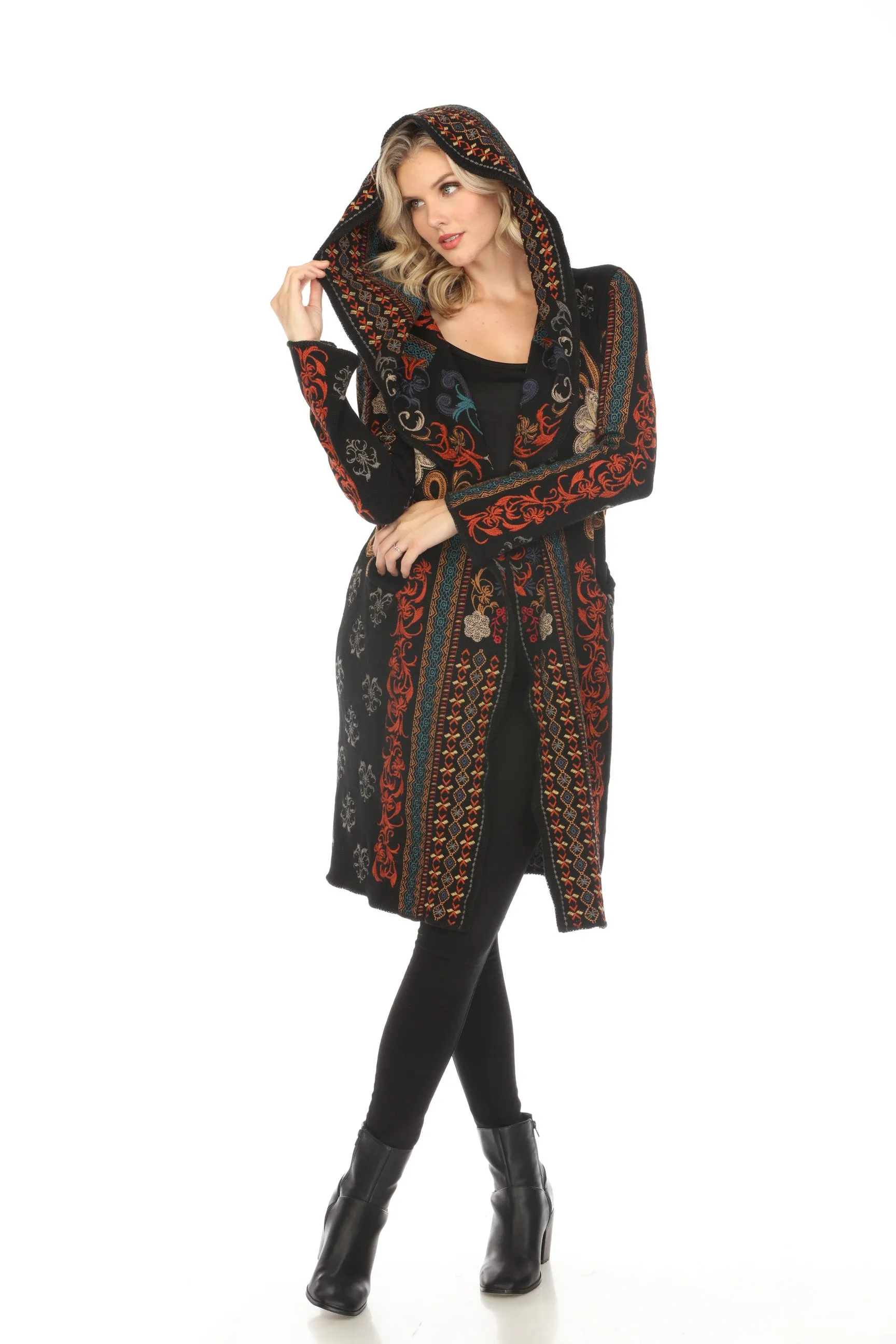 Johnny Was Biya Fabiana Embroidered Hooded Duster Boho Chic B54523