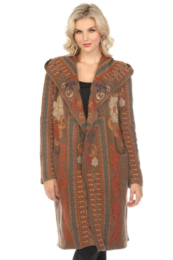 Johnny Was Biya Fabiana Embroidered Hooded Duster Boho Chic B54523