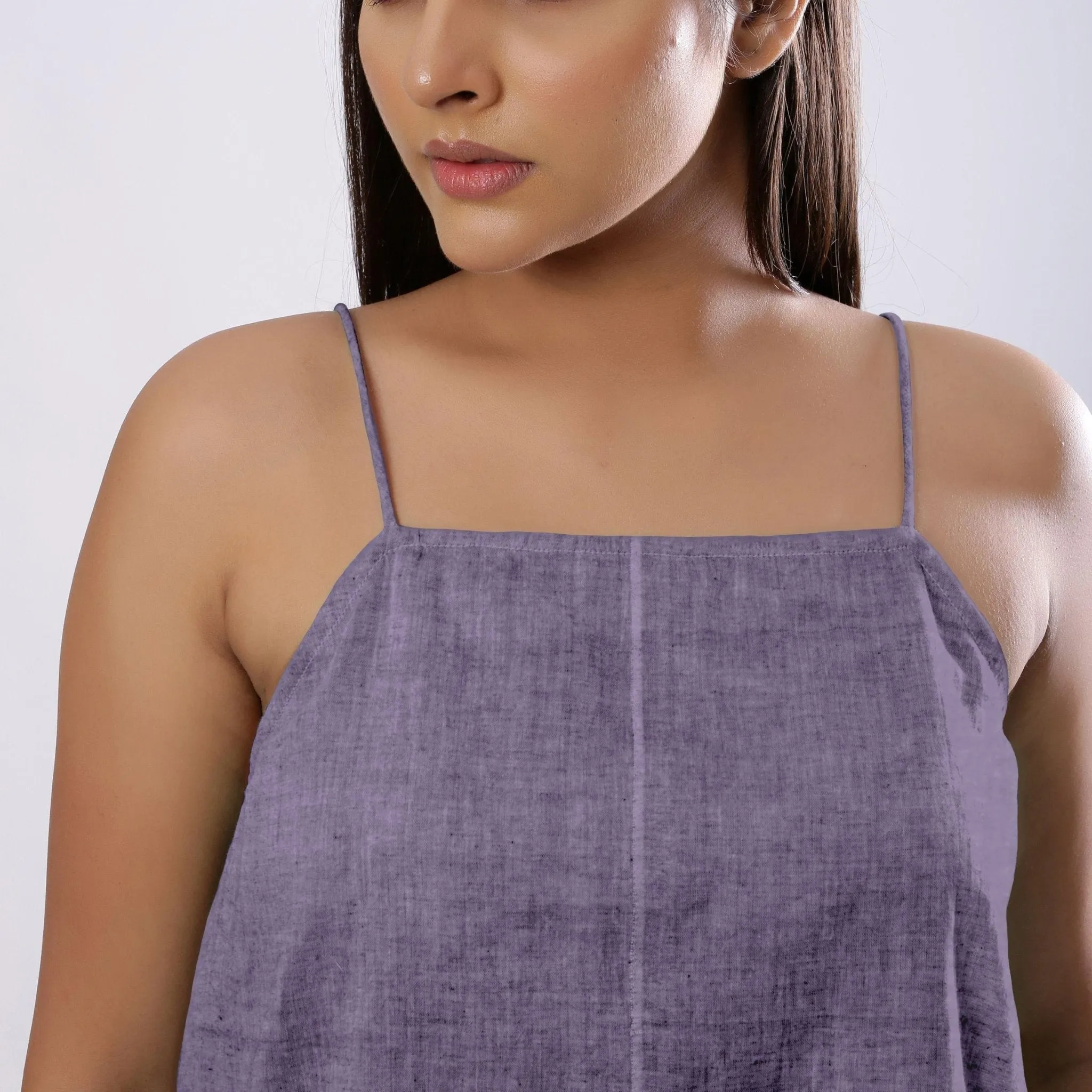 Lavender 100% Linen Flared Relaxed Camisole Top