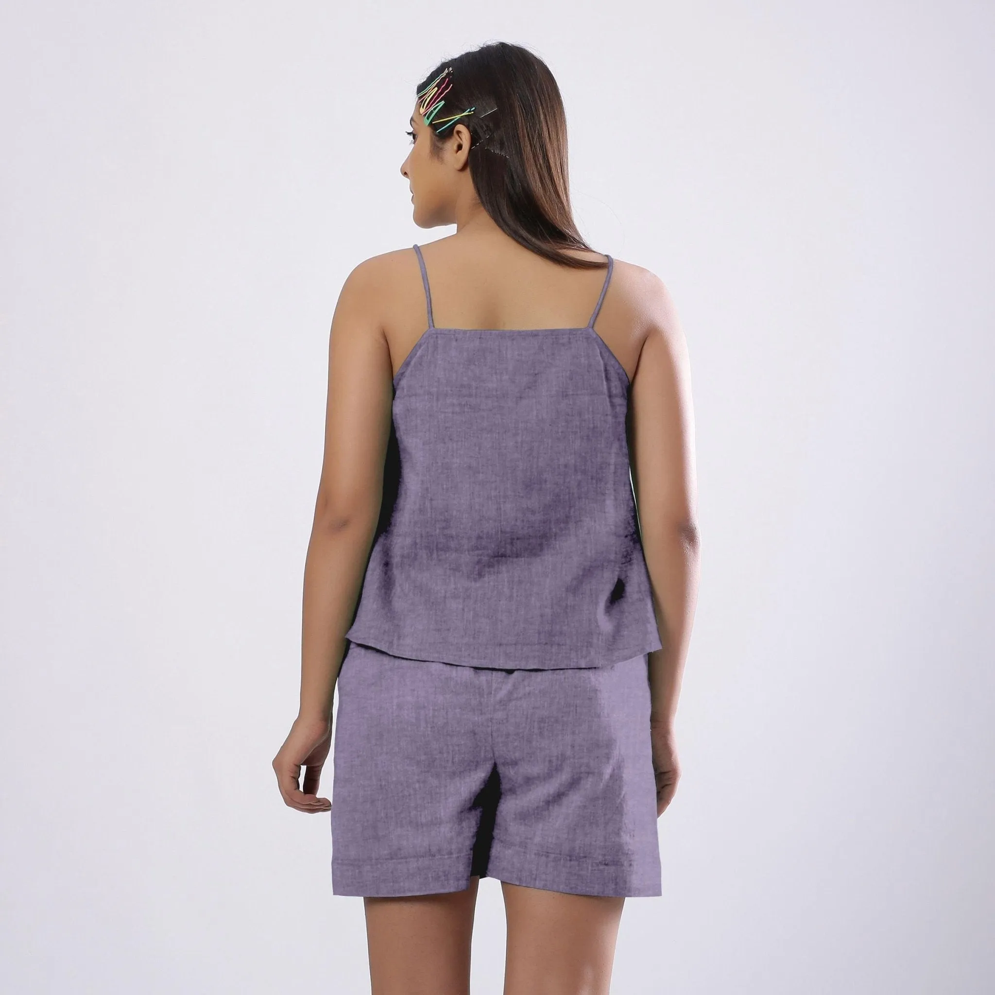 Lavender 100% Linen Flared Relaxed Camisole Top