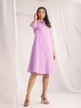 Lavender Dobby Cotton Woven Design Dress