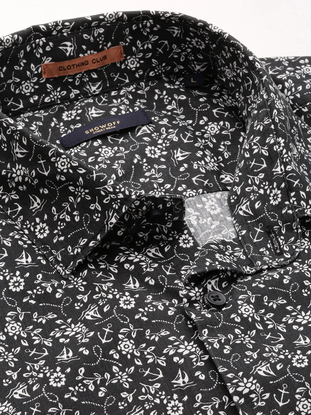 Men Black Floral Casual Casual Shirts