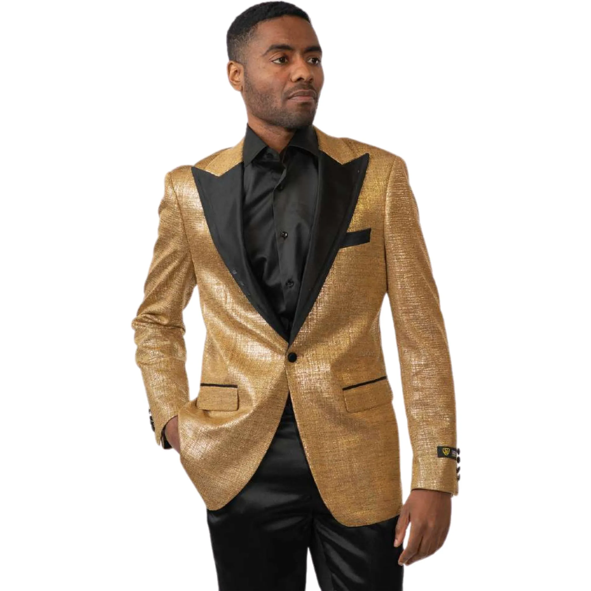 Men’s Gold Sequin Tuxedo Blazer – Luxury Prom & Wedding Jacket