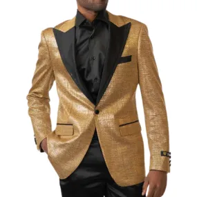 Men’s Gold Sequin Tuxedo Blazer – Luxury Prom & Wedding Jacket