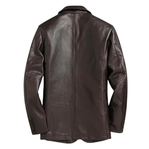 Mens Magnus Front Button Leather Coat