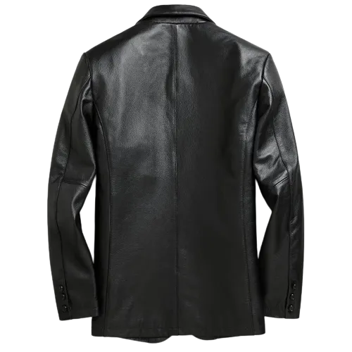 Mens Magnus Front Button Leather Coat