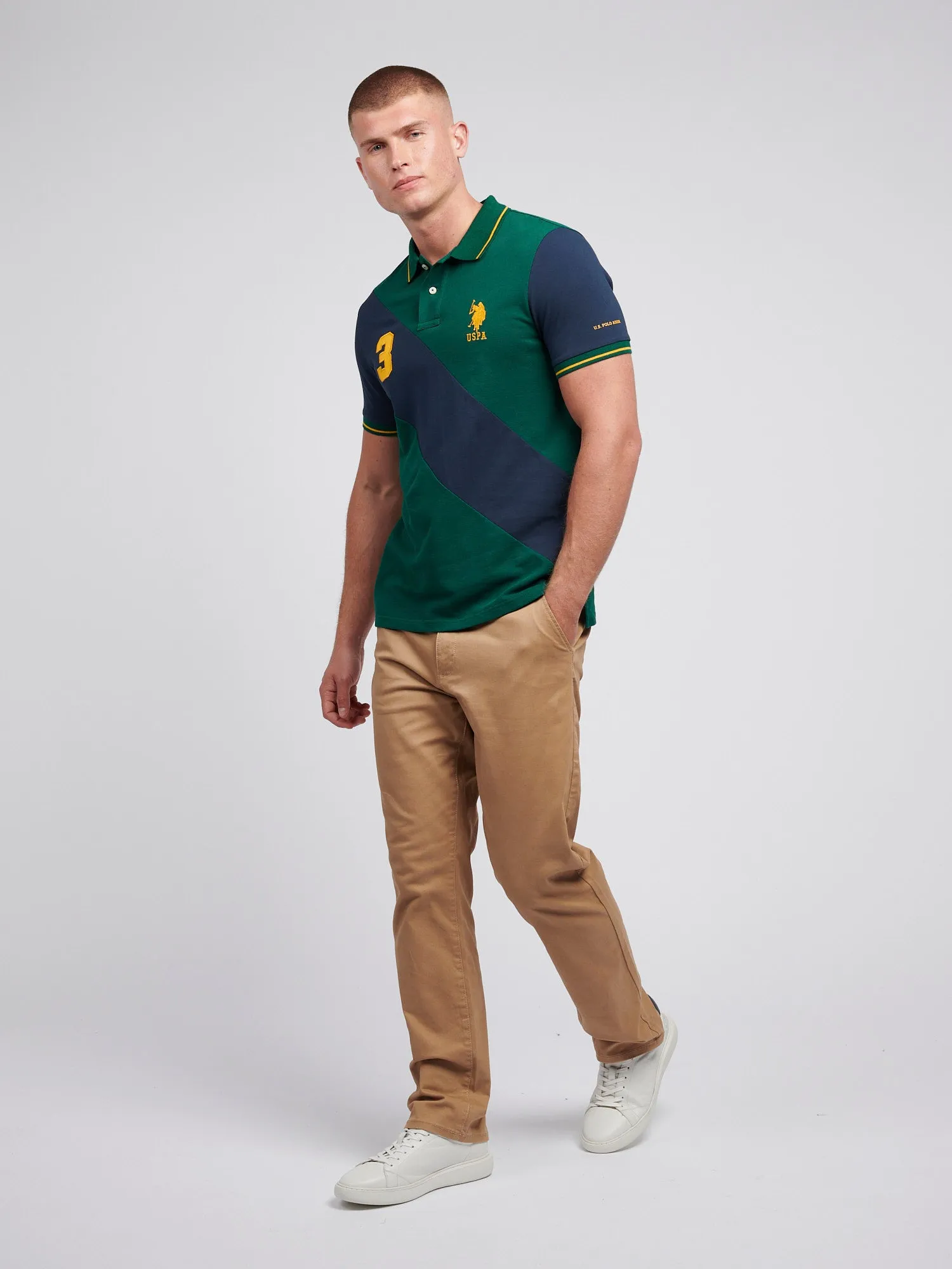 Mens Sash Pique Polo Shirt in Rain Forest