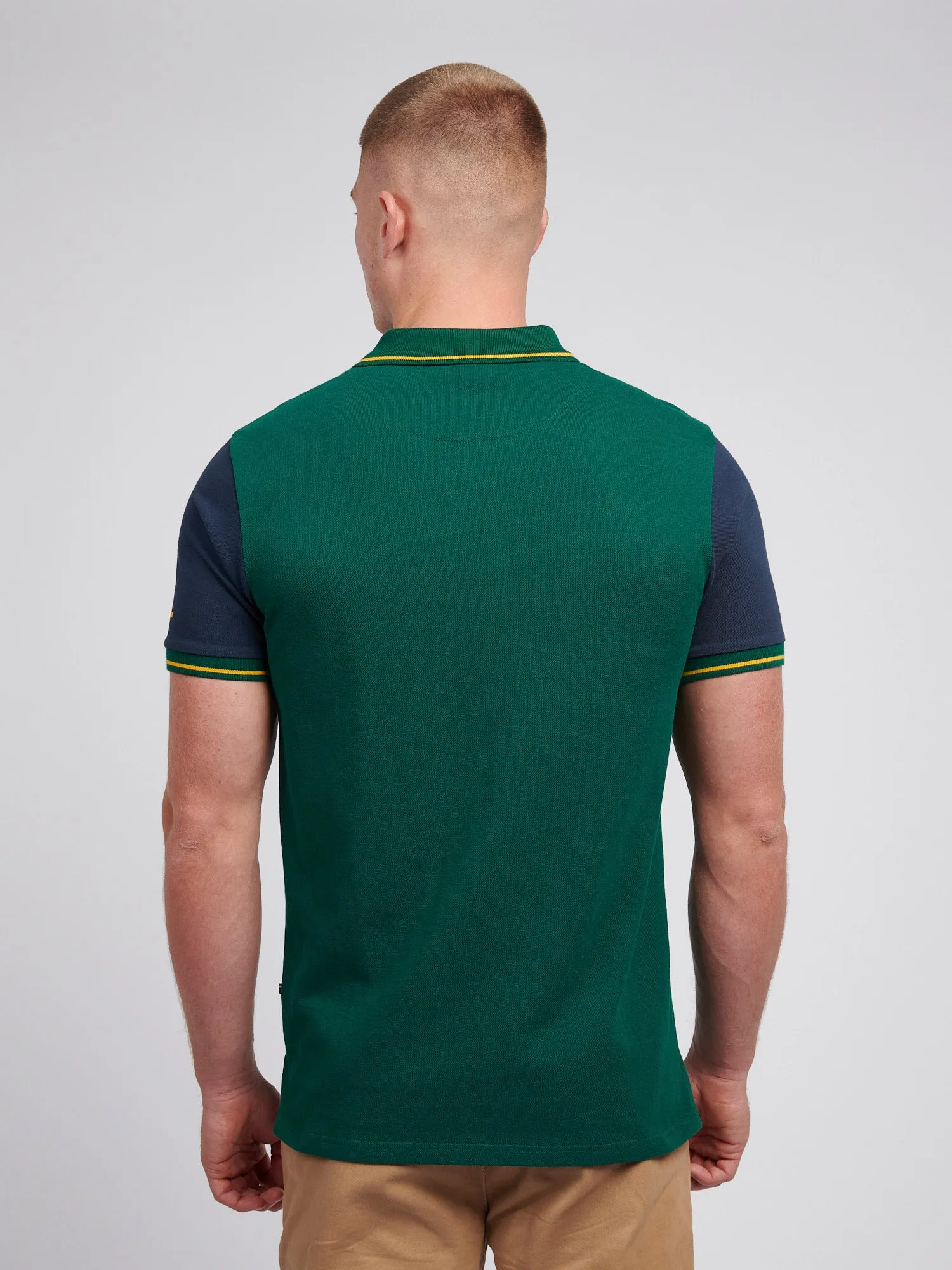 Mens Sash Pique Polo Shirt in Rain Forest