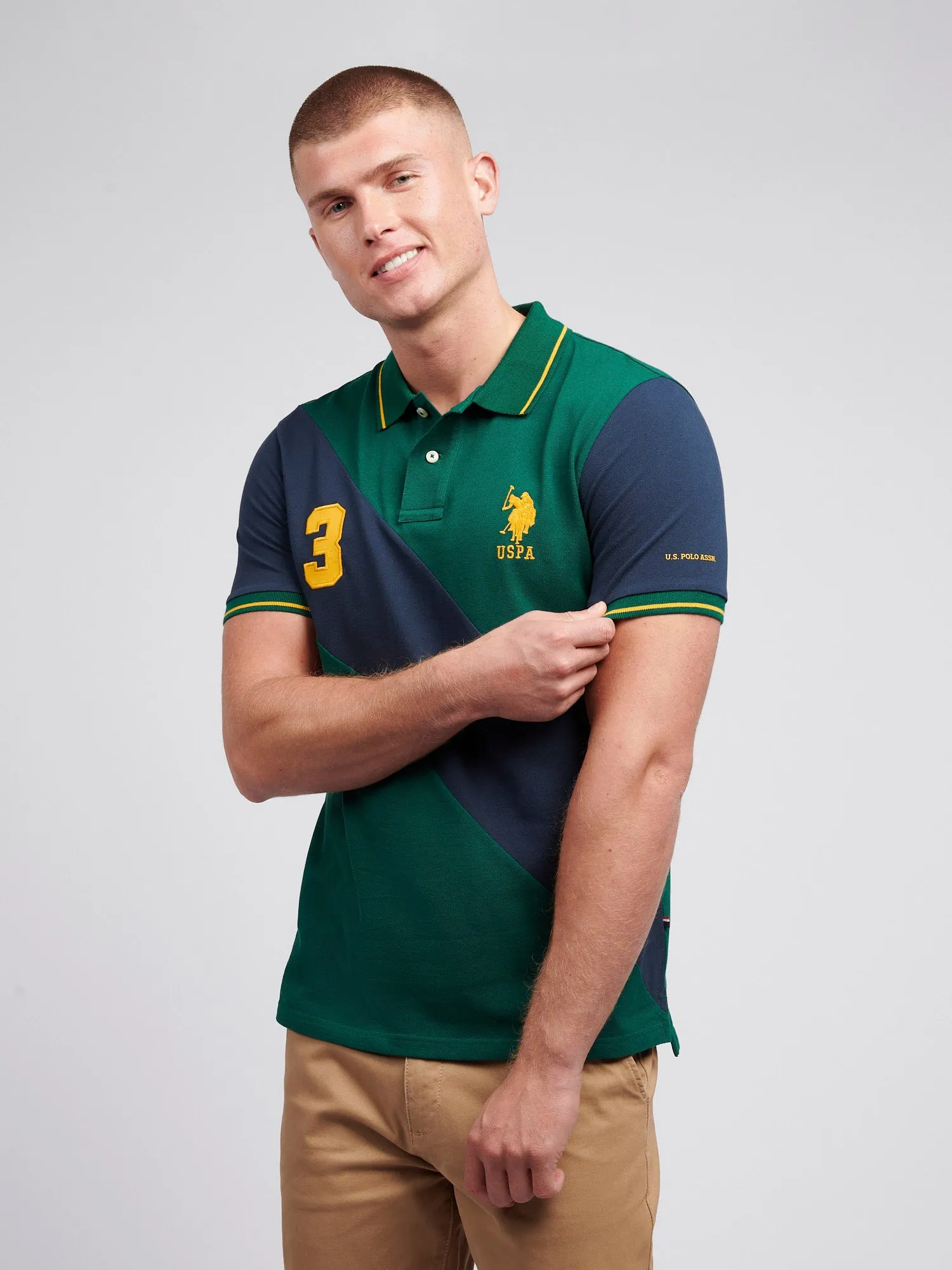 Mens Sash Pique Polo Shirt in Rain Forest