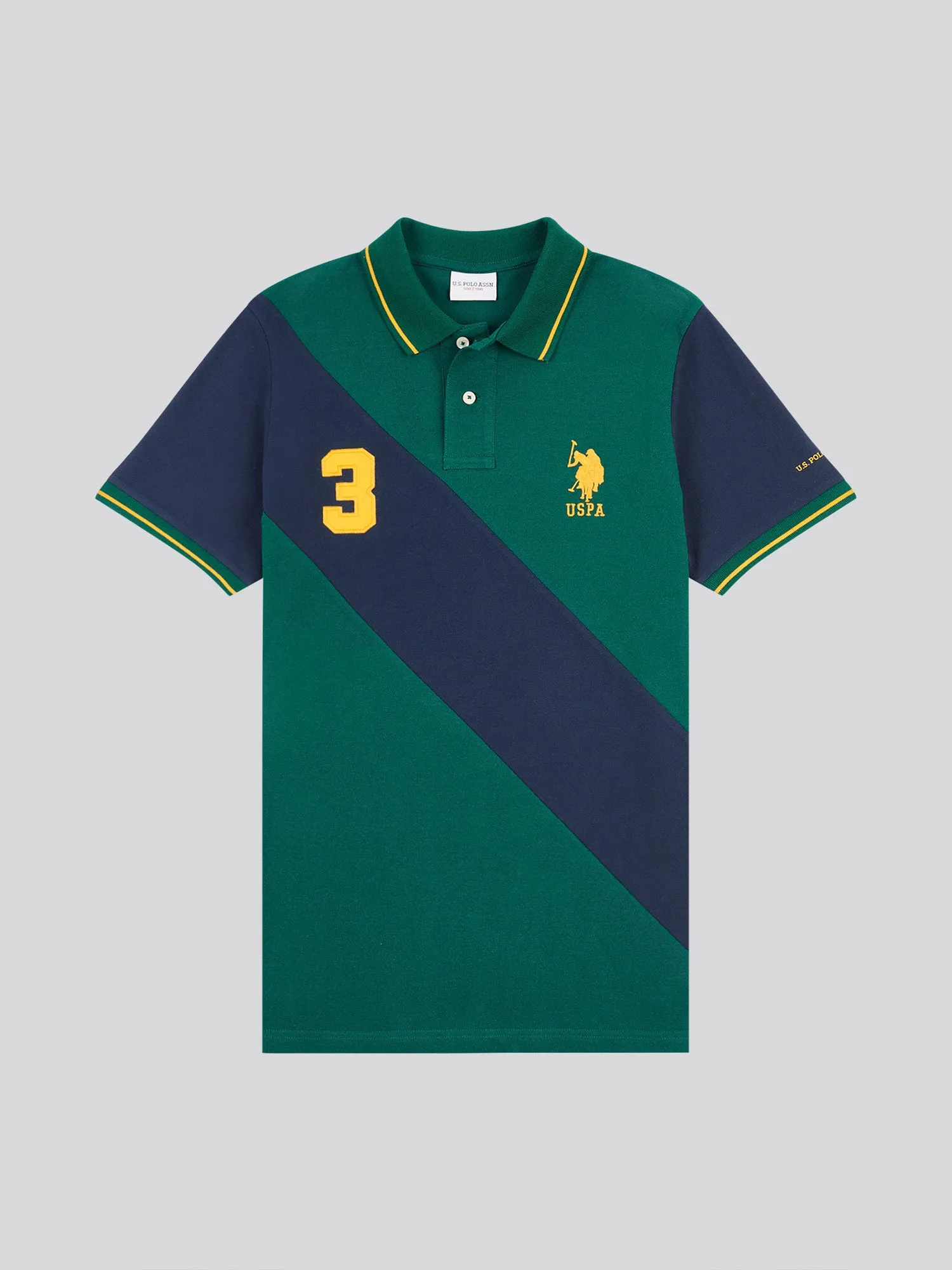 Mens Sash Pique Polo Shirt in Rain Forest