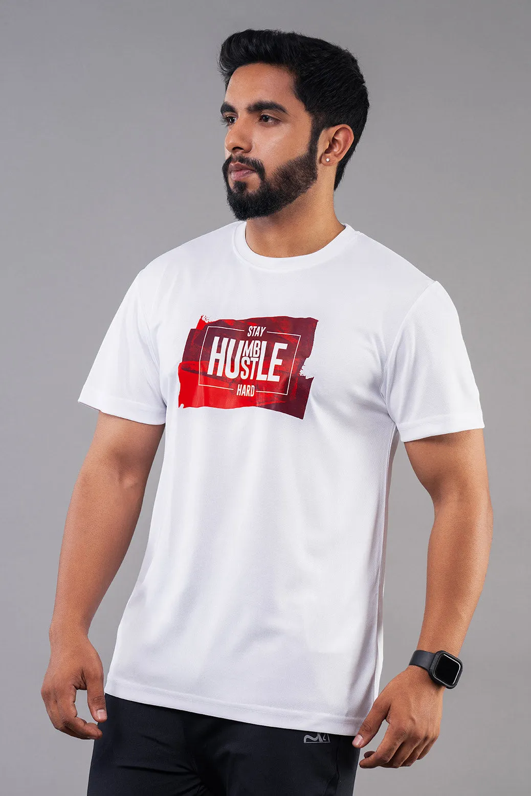 MINIMAL BUZZ STAY HARD GRAPHIC T-SHIRTS - WHITE