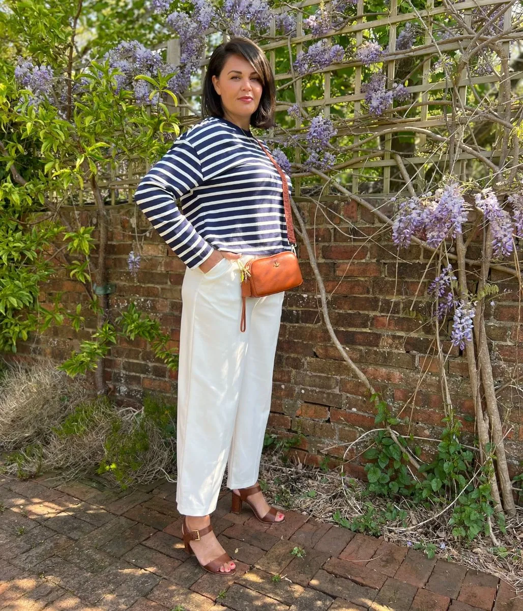 Navy Striped Relaxed Cotton Top