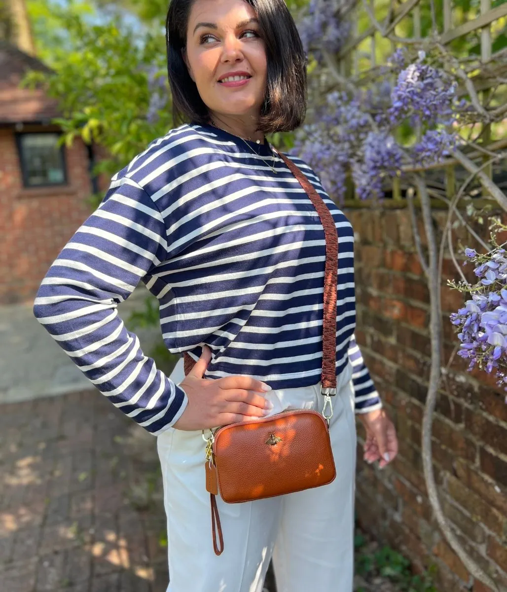 Navy Striped Relaxed Cotton Top