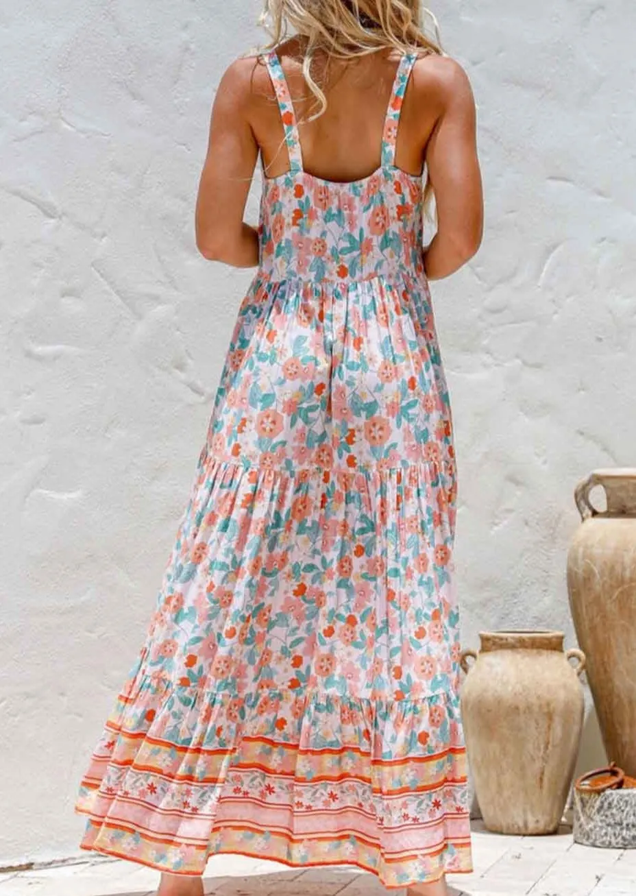 NEW! Floral Sleeveless Tiered Maxi Dress