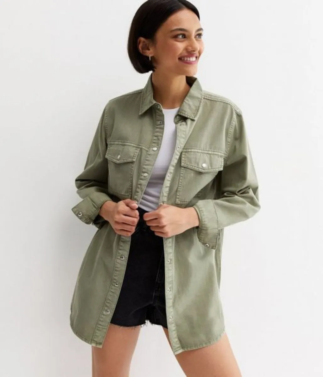 Olive Relaxed Denim Shirt