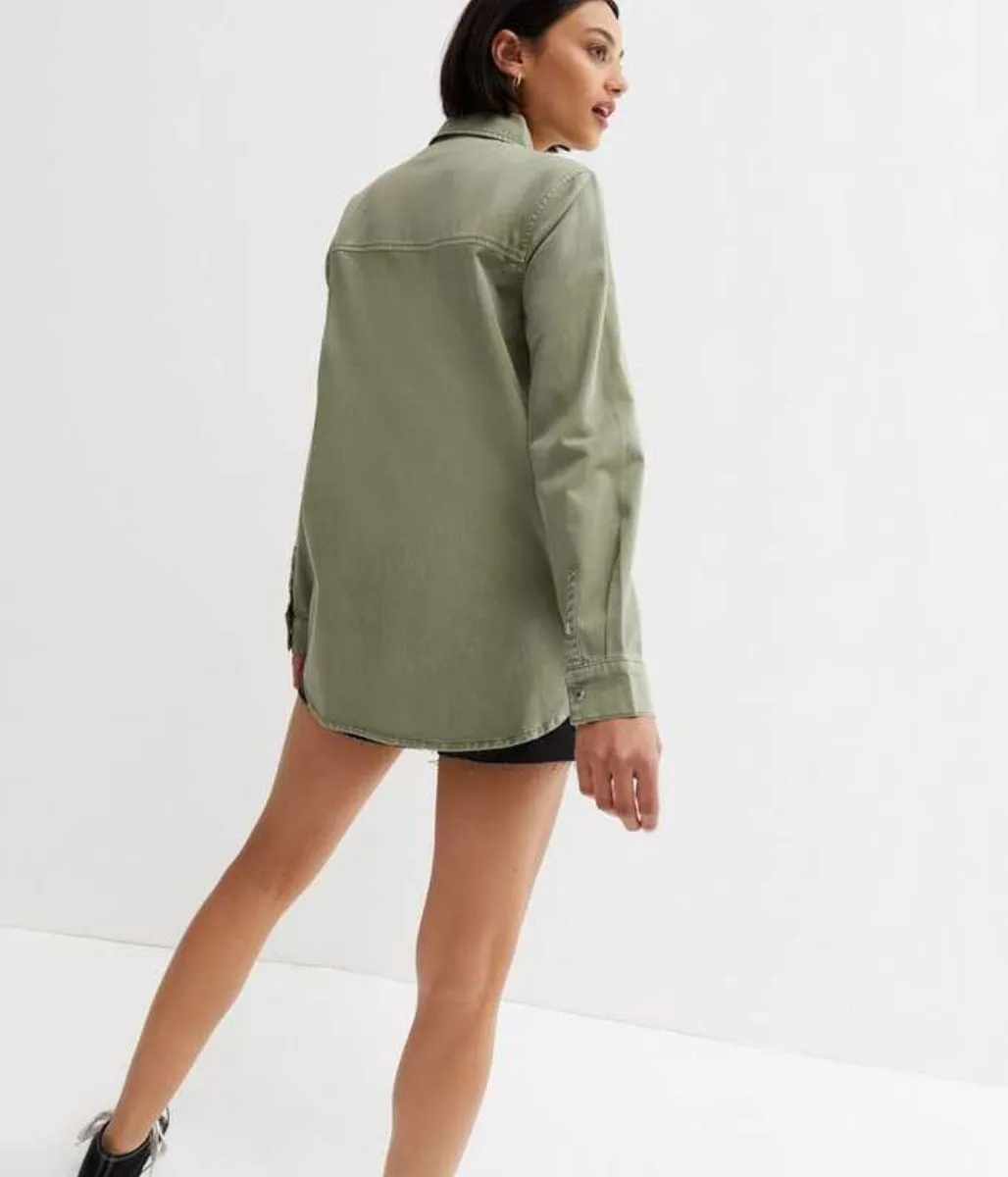 Olive Relaxed Denim Shirt