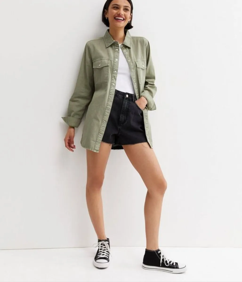 Olive Relaxed Denim Shirt