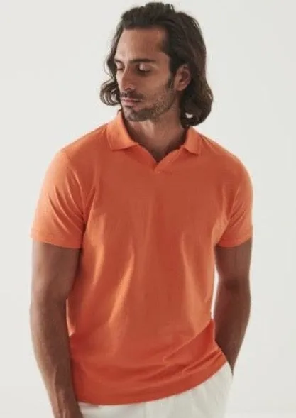 Patrick Assaraf Pima Cotton Stretch Open Polo - Tangelo